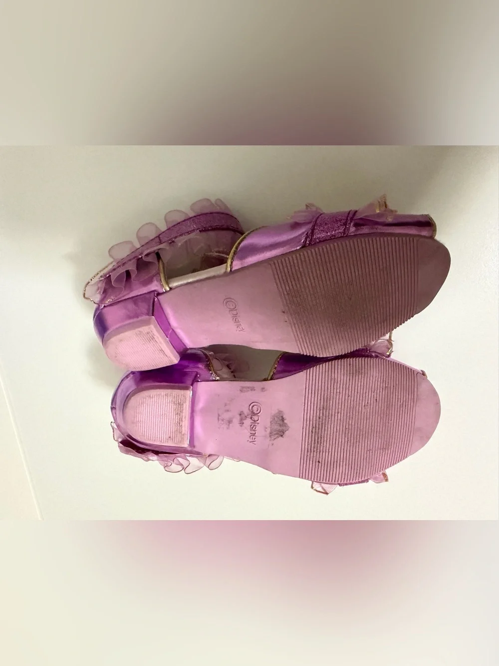 Girls Pink Purple Jeweled Rapunzel Dress Up Sandals Girls 9/10 Disney - Picture 5 of 7
